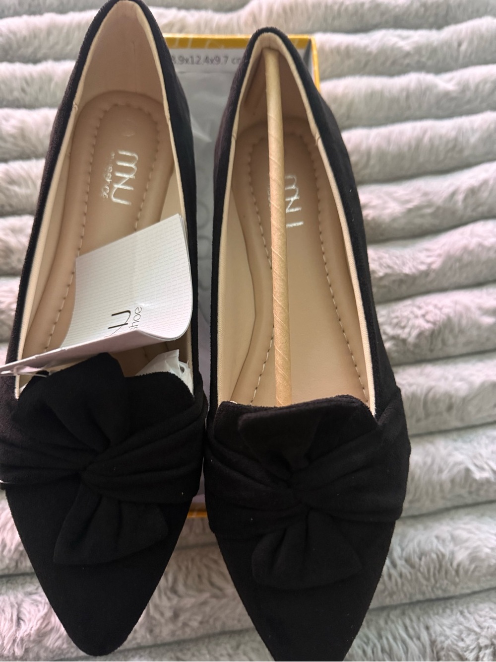 Mi Black Pointed Knot Ballet Flats